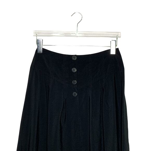 Whistles 6 Womens Black Midi Skirt 4 Button A Line Pleated Prairie - Picture 4 of 8